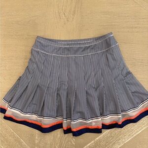 Lucky in Love Striped Tennis Skirt with Navy and Orange Accents & Shorts
